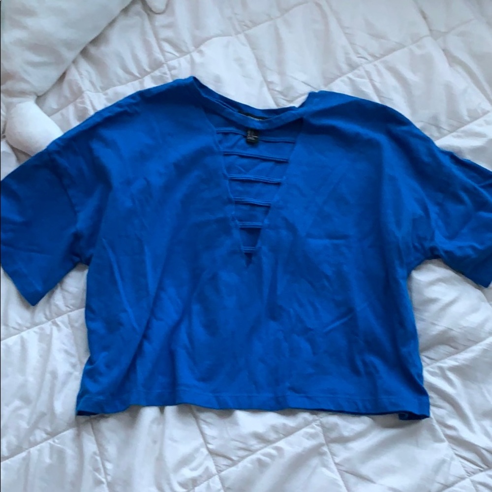 Fun Blue Forever 21 Cut Crop Top